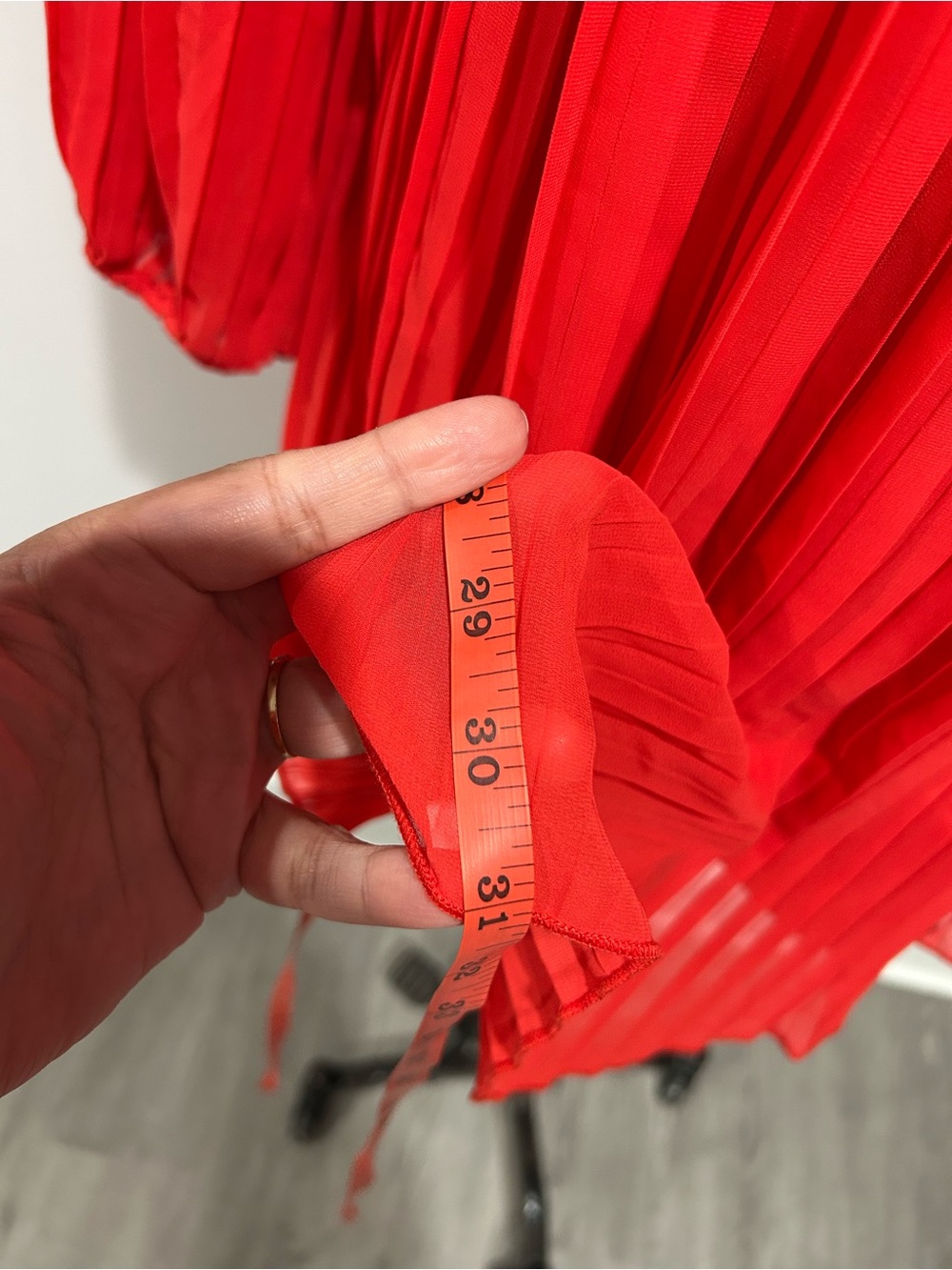 Jessica Simpson Vibrant Red Long-Sleeve Pleated Skater Dress - Picture 7 of 9